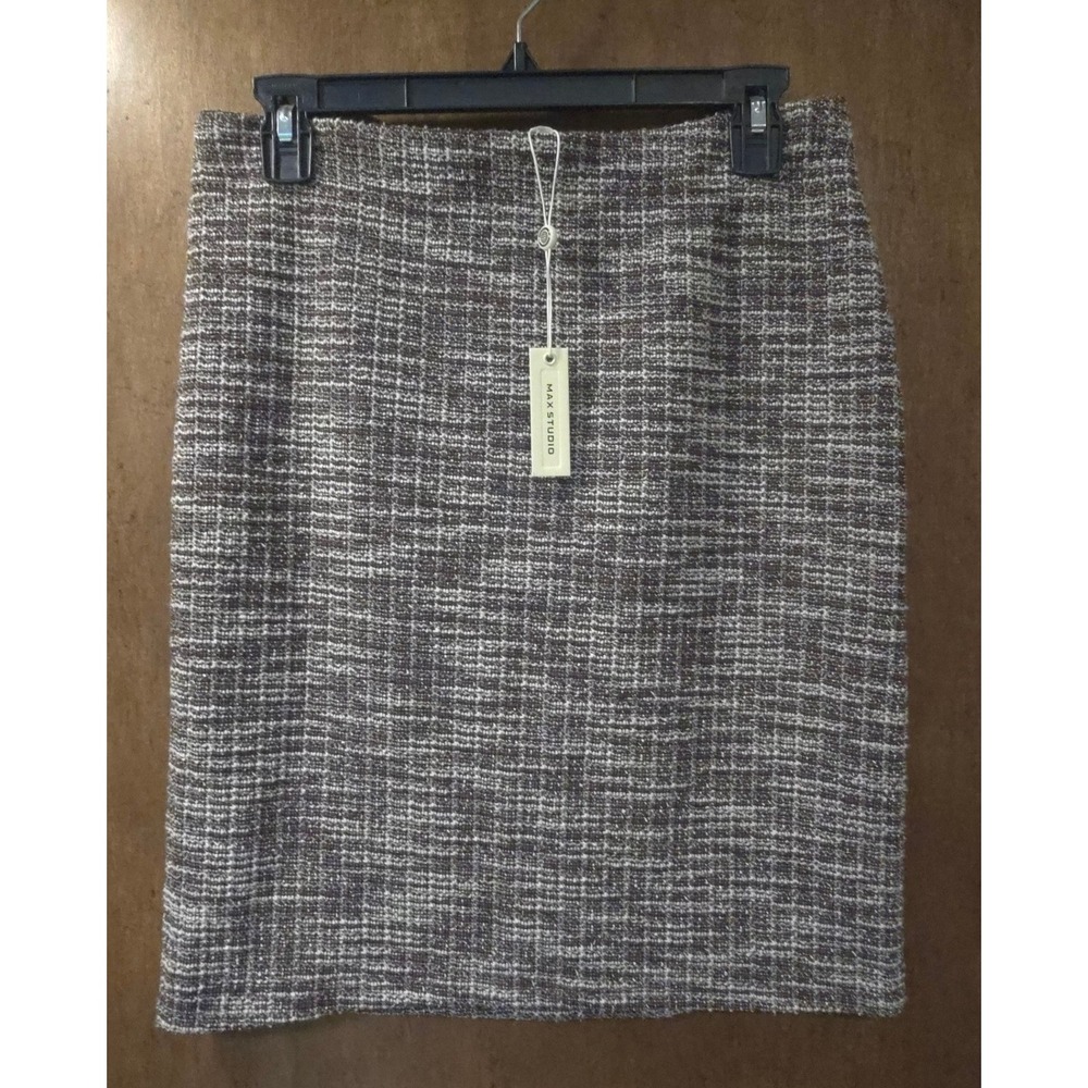 Max Studioβ Brown White Tweed Pencil Skirt M NWT